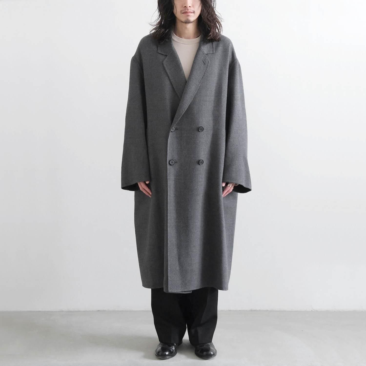 SUPER120S RIVER FLANNEL DRAPING GOWN OVERCOAT [CHARCOAL TOP