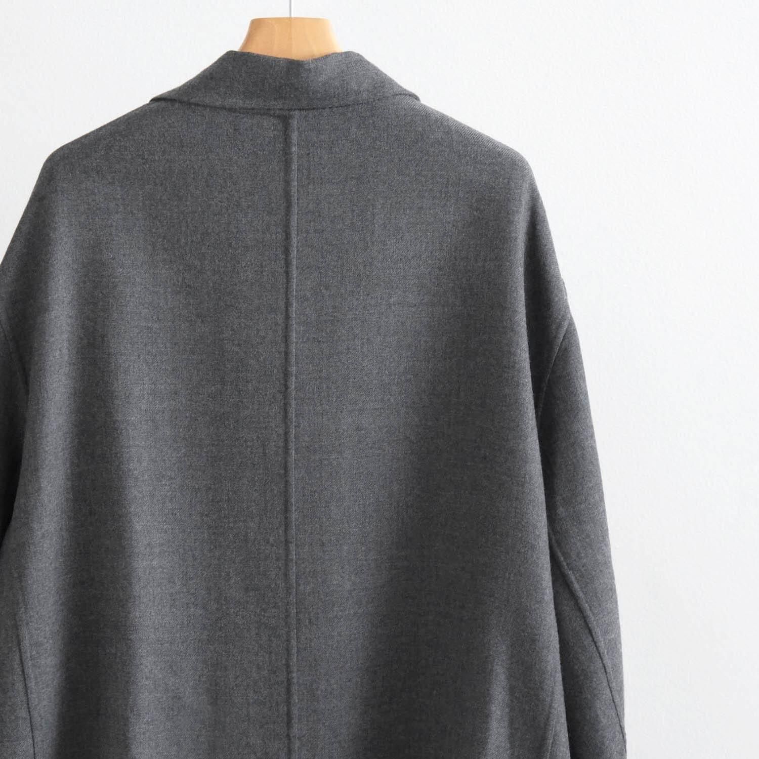 SUPER120S RIVER FLANNEL DRAPING GOWN OVERCOAT [CHARCOAL TOP