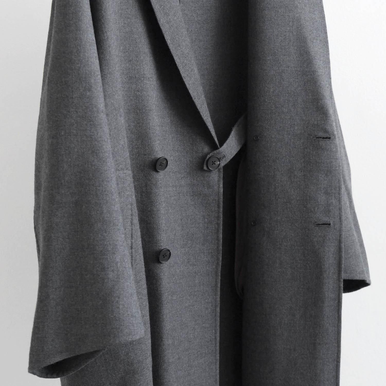 SUPER120S RIVER FLANNEL DRAPING GOWN OVERCOAT [CHARCOAL TOP