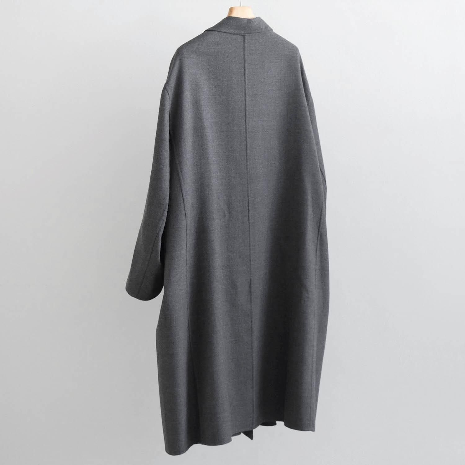 SUPER120S RIVER FLANNEL DRAPING GOWN OVERCOAT [CHARCOAL TOP