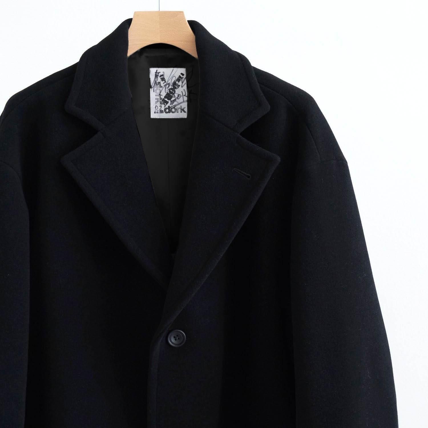 TASMANIA WOOL DOUBLE MELTON TAILOR BOX COAT [BLACK] - WUNDER 大阪