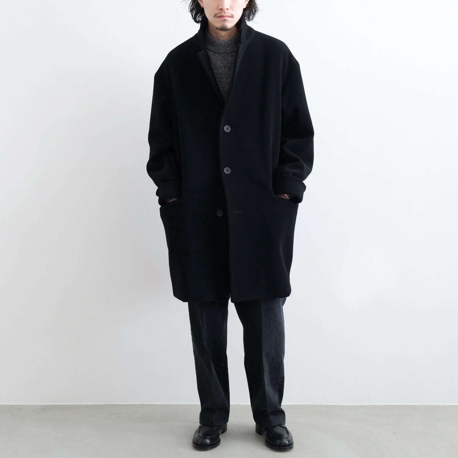 TASMANIA WOOL DOUBLE MELTON TAILOR BOX COAT [BLACK] - WUNDER 大阪
