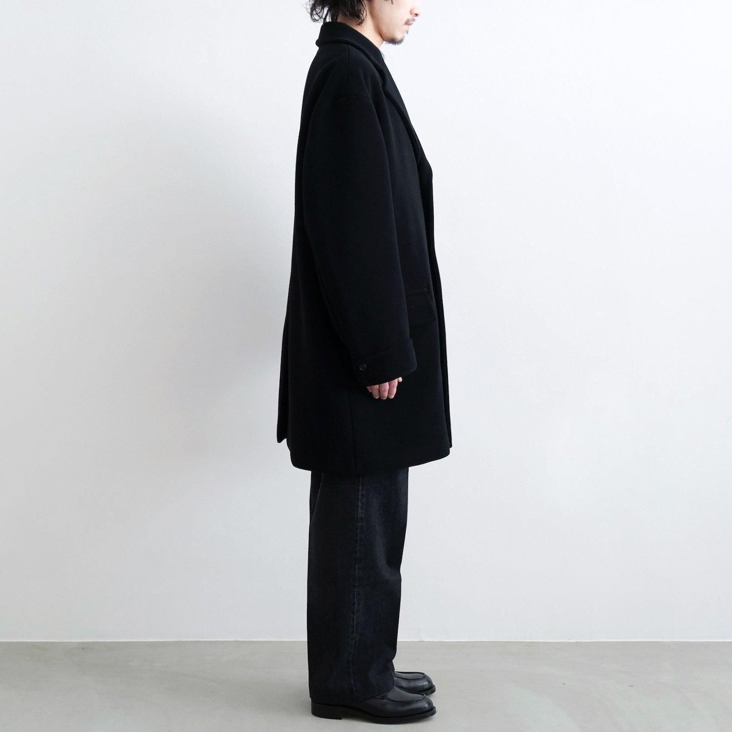 TASMANIA WOOL DOUBLE MELTON TAILOR BOX COAT [BLACK] - WUNDER 大阪