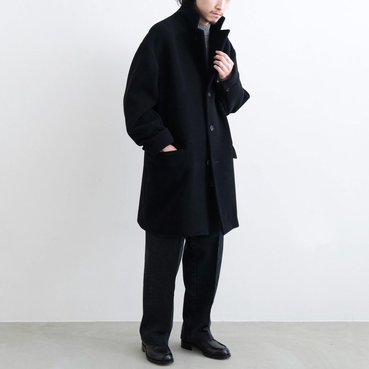 TASMANIA WOOL DOUBLE MELTON TAILOR BOX COAT [BLACK] - WUNDER 大阪