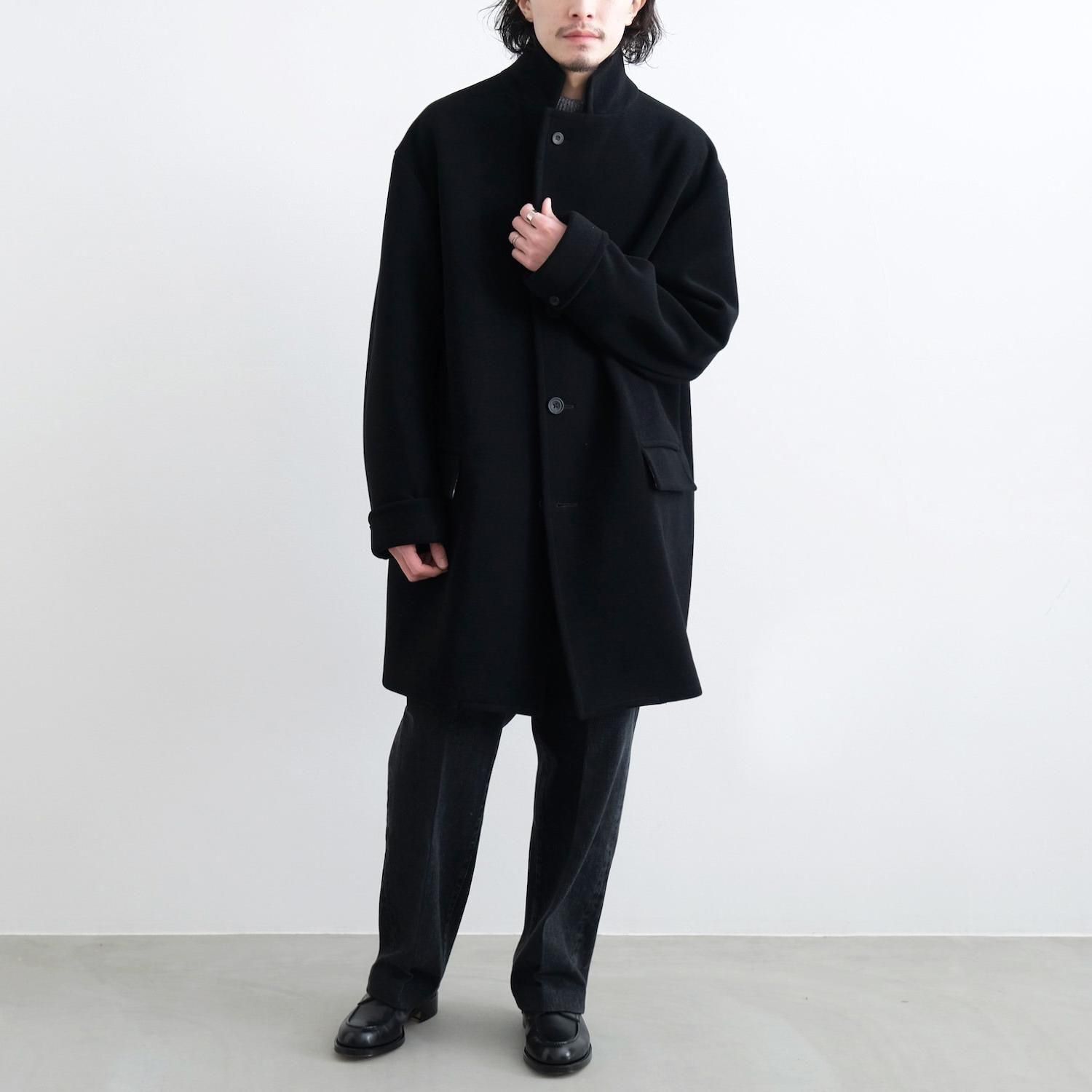 TASMANIA WOOL DOUBLE MELTON TAILOR BOX COAT [BLACK] - WUNDER 大阪
