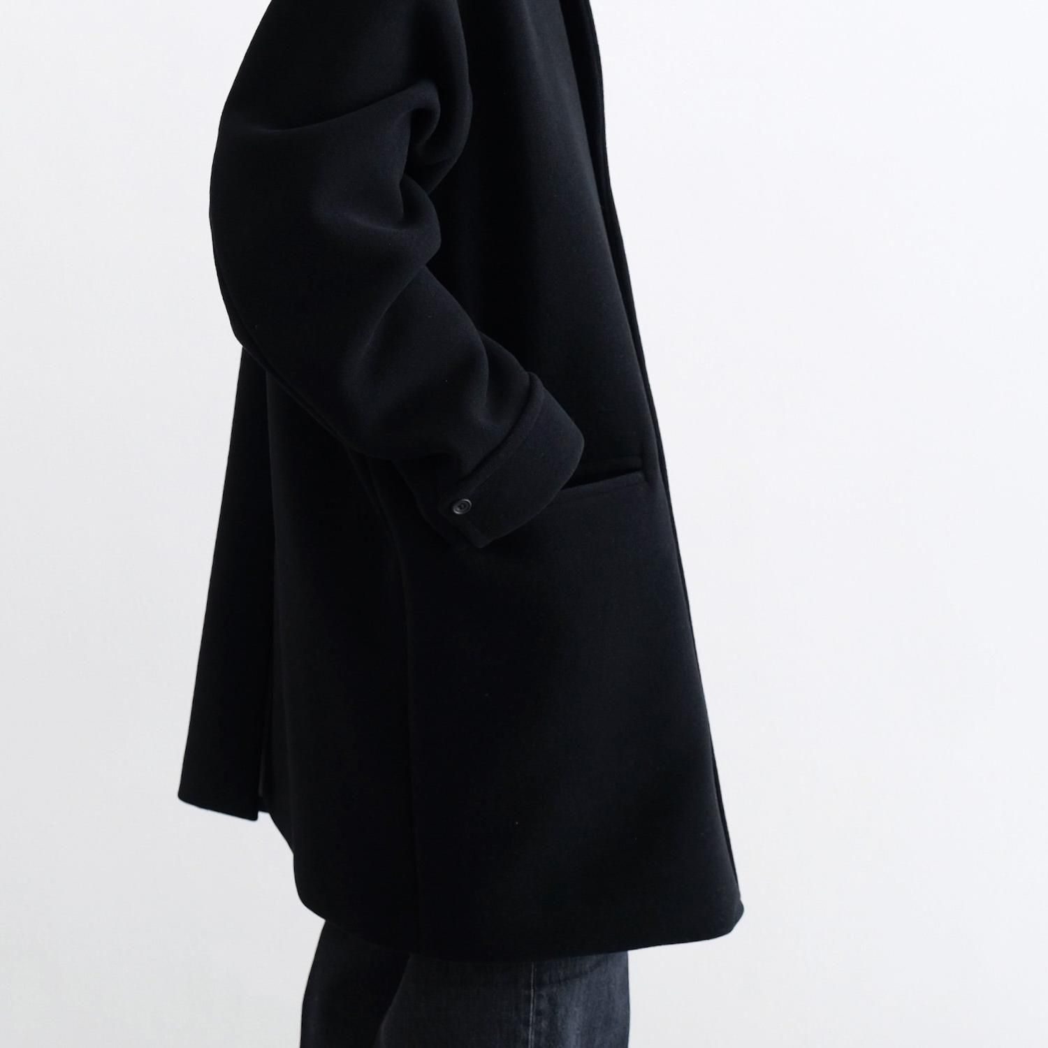 TASMANIA WOOL DOUBLE MELTON TAILOR BOX COAT [BLACK] - WUNDER 大阪