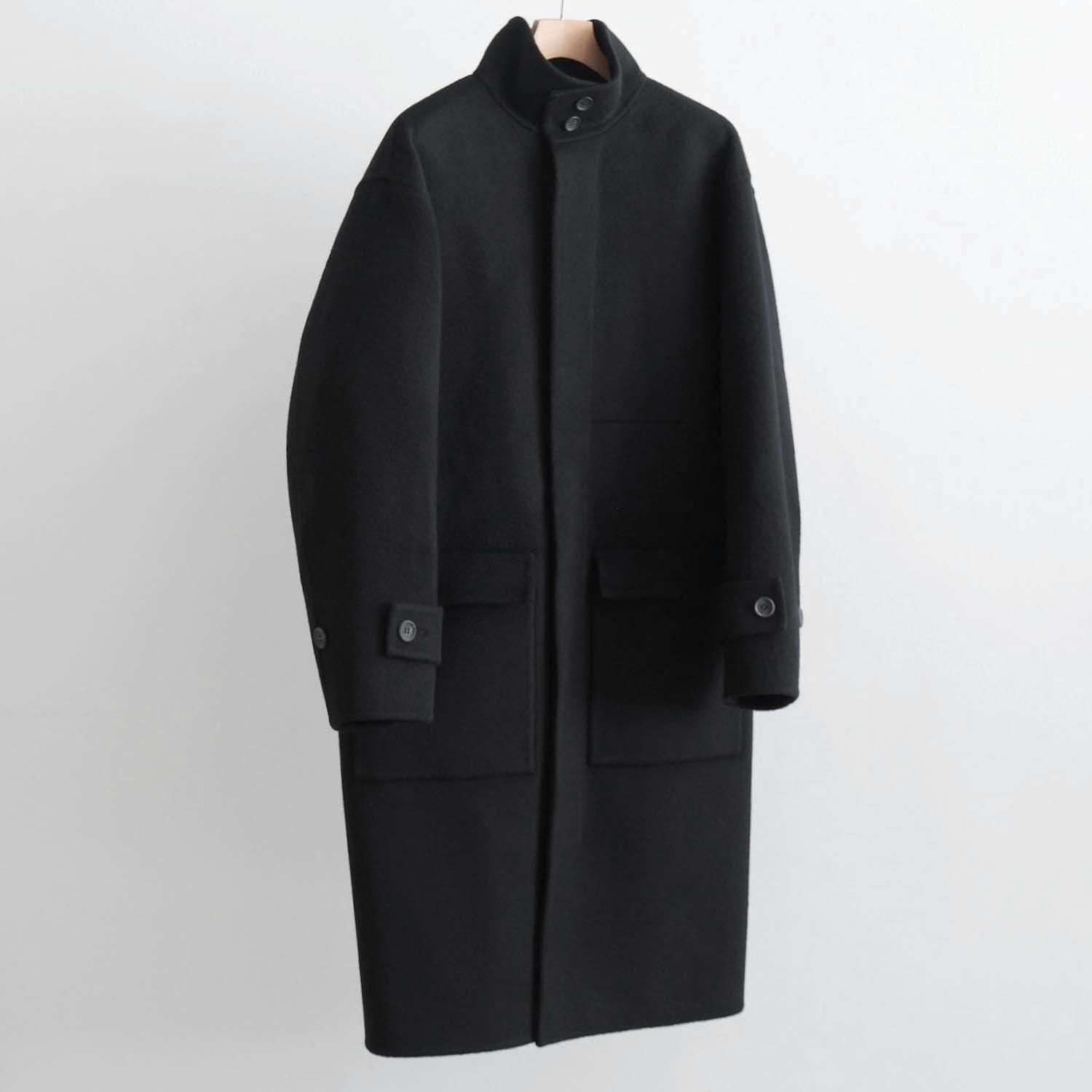 WOOL REVER STAND COLLAR COAT [BLACK] - WUNDER 大阪 セレクト