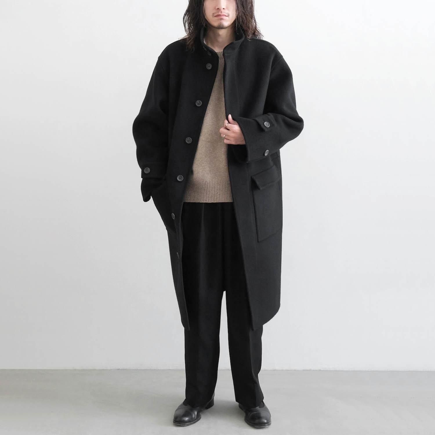 WOOL REVER STAND COLLAR COAT [BLACK] - WUNDER 大阪 セレクト