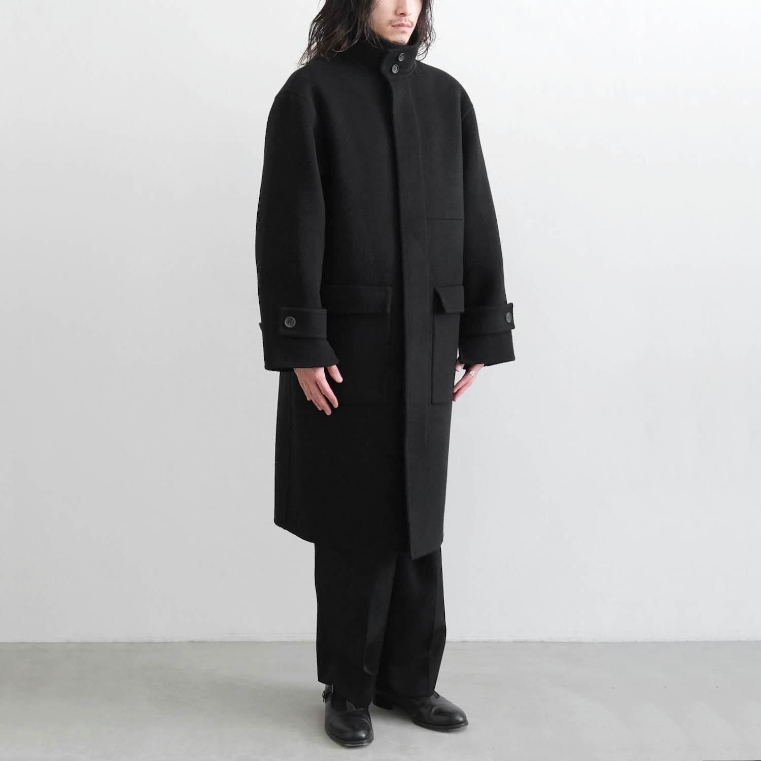 WOOL REVER STAND COLLAR COAT [BLACK] - WUNDER 大阪 セレクト