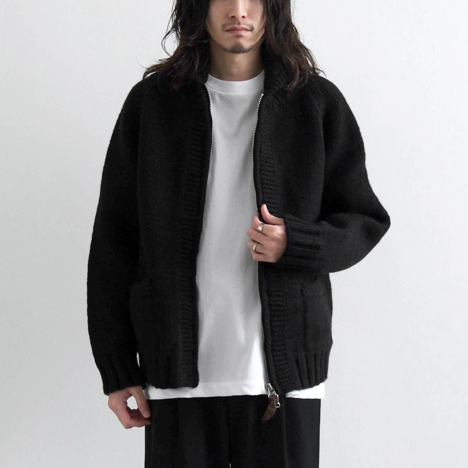 YAK/LAMB MULTI PLY HAND KNITTING COWICHAN SWEATER [BLACK]