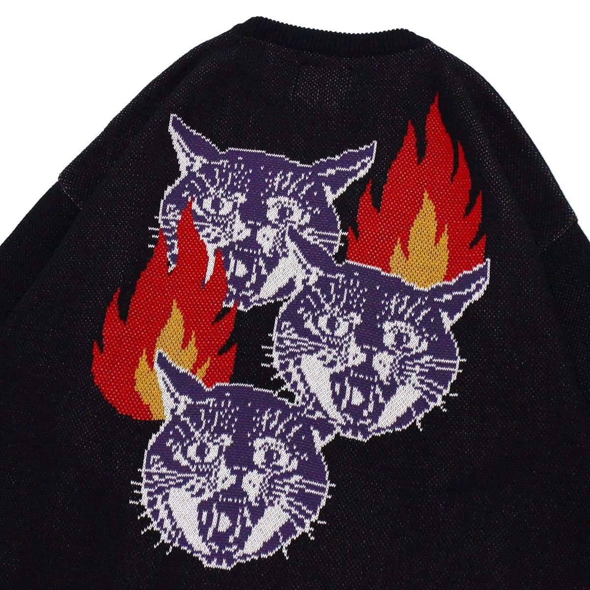 ROKKAN O.C.EXTRA_JACQUARD KNIT SWEATER.(Super Cat Trio)