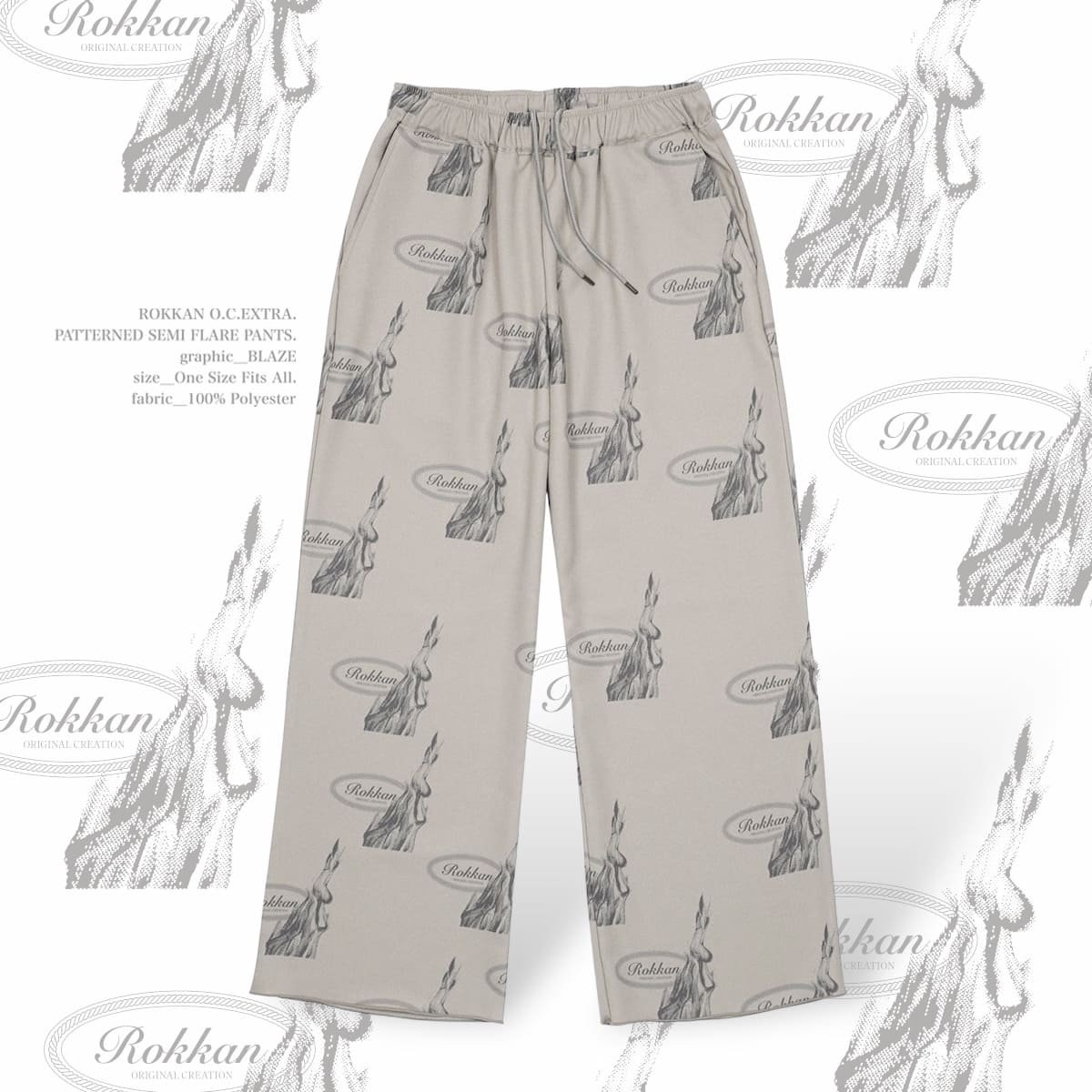 ROKKAN O.C.EXTRA_PATTERNED SEMI FLARE PANTS.(Blaze)