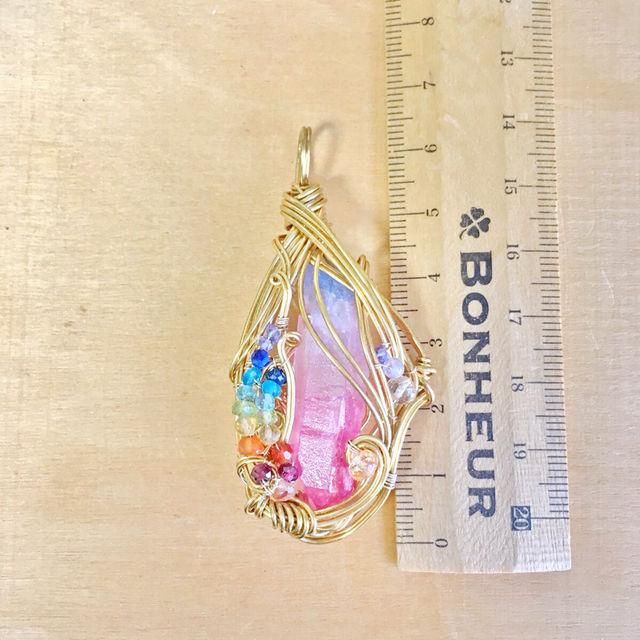 イベント作品 【夜明けのDouble Rainbow】Pendant Top - 虹色の