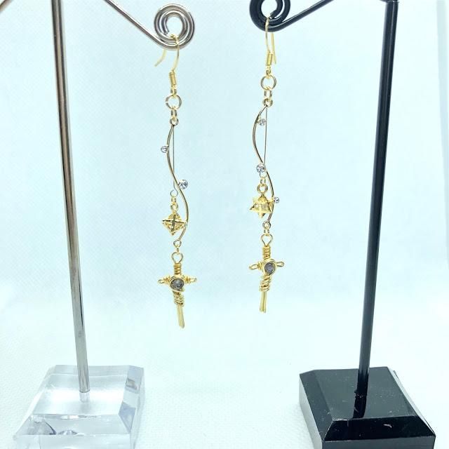 cross-Iolite -Meteor-流星】ワイヤーピアス（イヤリング飾り