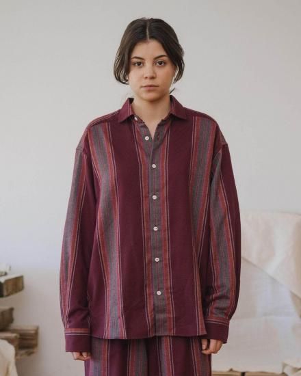 CLAUDE SHIRT - MAROON STRIPE - ANYplace