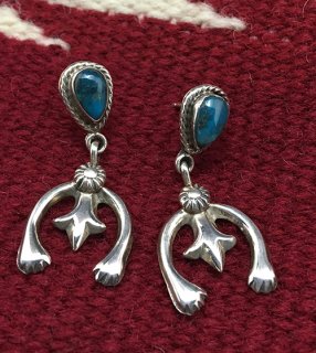 Navajo Turquoise Sterling Silver Naja Earrings