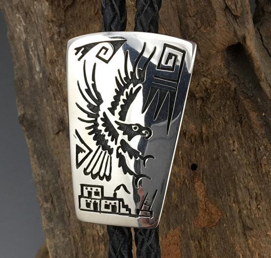 Hopi Darren Silas Overlay Bolo Tie - 練馬のインディアンジュエリー・雑貨のお店 Little Pinetree  Trading Post