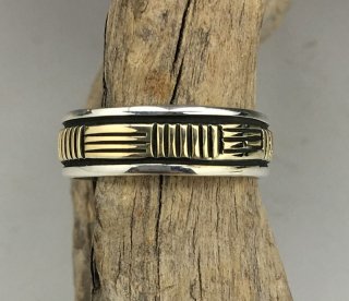Navajo Bruce Morgan 14K Silver Hand Stamped Ring