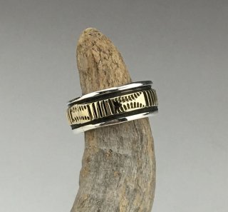 Navajo Bruce Morgan 14K Silver Hand Stamped Ring