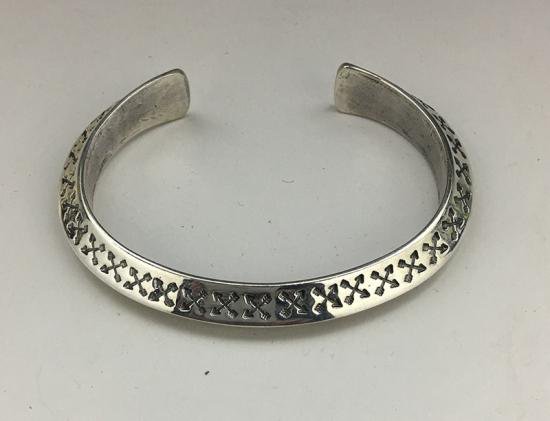 Navajo Sunshine Reeves Hand Stamped Triangle Silver Cuff Bracelet 