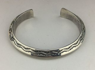 Navajo Sunshine Reeves Hand Stamped Triangle Silver Cuff Bracelet