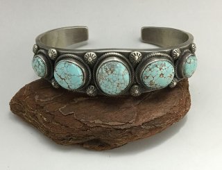 Navajo Calvin Martinez Natural #8 Turquoise Cuff Bracelet