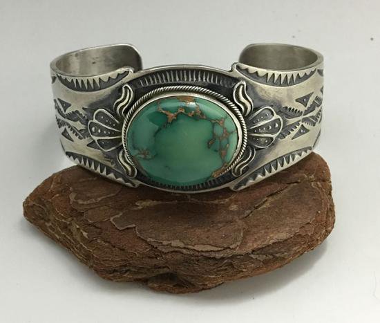Navajo Gary Reeves Natural Fox Turquoise Cuff Bracelet - 練馬の