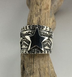 Navajo Sunshine Reeves Hand Stamped3 Stars Ring