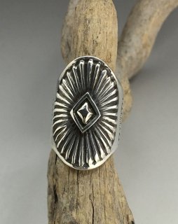 Navajo Arland Ben Oval Concho Repousse Ring