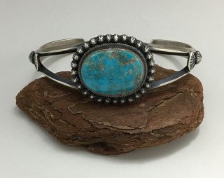 Navajo Gary Reeves Natural Morenci Turquoise Cuff Bracelet