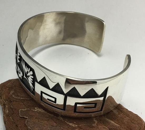 Hopi Raymond Kyasyousie Overlay Cuff Bracelet - 練馬の