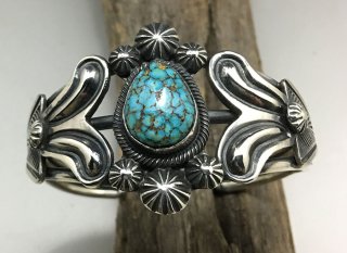 Navajo Leon Martinez Natural Kingman Turquoise Cuff Bracelet