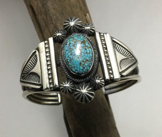 Navajo Leon Martinez Natural Kingman Turquoise Cuff Bracelet