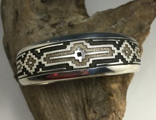 Navajo Dan Jackson Overlay Cuff Bracelet