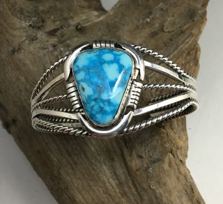 Navajo Geraldine James Kingman Turquoise Cuff Bracelet