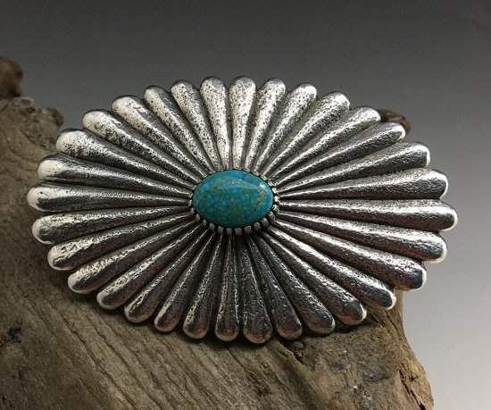 Navajo Philander Begay Kingman Turquoise Tufa Cast Belt Buckle - 練馬の インディアンジュエリー・雑貨のお店 Little Pinetree Trading Post