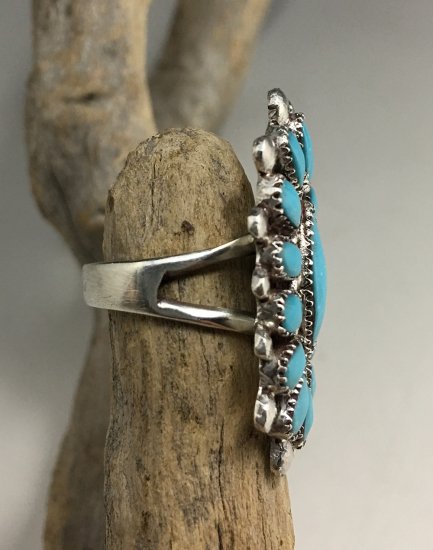 Zuni Lorraine Waatsa Sleeping Beauty Turquoise Cluster Ring - 練馬 