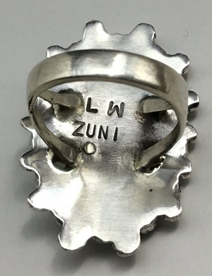 Zuni Lorraine Waatsa Sleeping Beauty Turquoise Cluster Ring - 練馬のインディアンジュエリー・雑貨のお店  Little Pinetree Trading Post