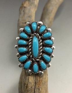 Zuni Lorraine Waatsa Sleeping Beauty Turquoise Cluster Ring