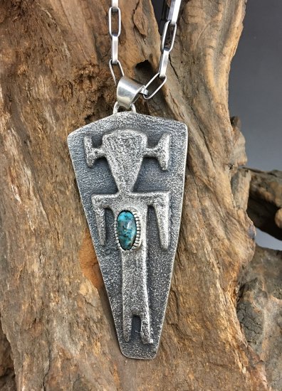 Hopi Antone Honanie Indian Mountain Turquoise Tufa Cast Pendant -  練馬のインディアンジュエリー・雑貨のお店 Little Pinetree Trading Post