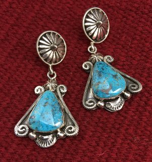 Navajo Geraldine James Canderalia Turquoise Earrings