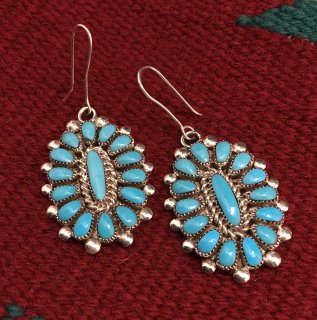Zuni Lorraine Waatsa Sleeping Beauty Turquoise Cluster Earrings