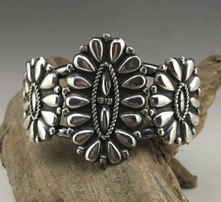 Navajo Melvin Francis Silver Cluster Cuff Bracelet
