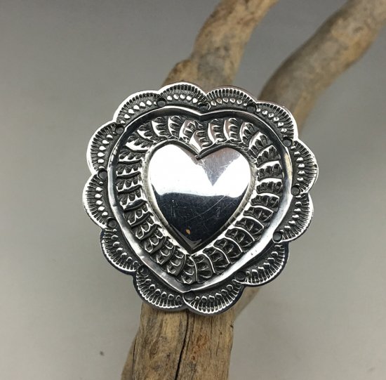 Navajo Sunshine Reeves Hand Stamped Heart Ring - 練馬のインディアンジュエリー・雑貨のお店  Little Pinetree Trading Post