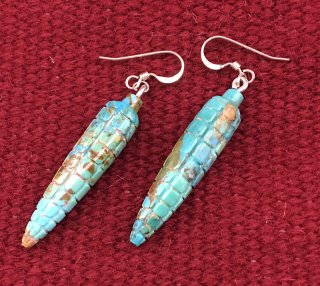 Zuni Daniel Aguiler Jr. Turquoise Corn Fetish Earrings