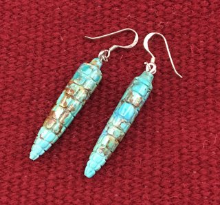 Zuni Daniel Aguiler Jr. Turquoise Corn Fetish Earrings