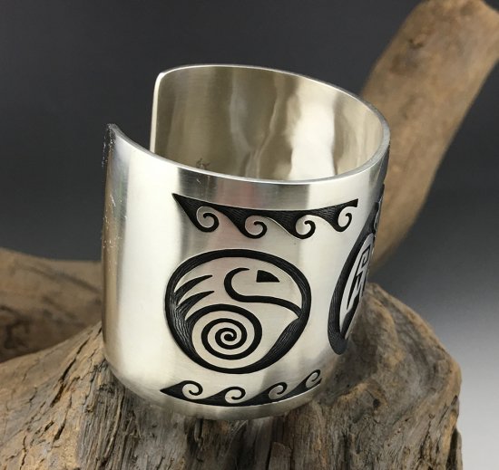 Hopi Weaver Selina Overlay Silver 18k Cuff Bracelet - 練馬のインディアンジュエリー・雑貨のお店  Little Pinetree Trading Post