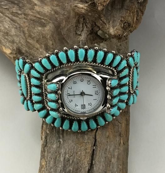 インディアンジュエリー　ナバホ クラスター　ターコイズ　バングル　時計 インディアンジュエリー ナバホ クラスター ターコイズ バングル