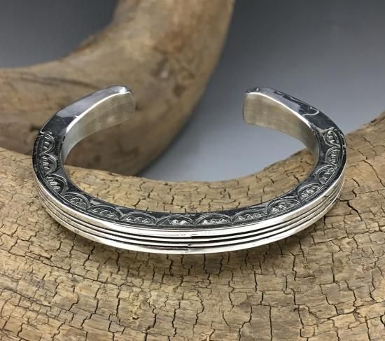 Navajo Wylie Secatero Hand Stamped Silver Cuff Bracelet