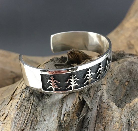 Hopi Raymond Kyasyousie Overlay Cuff Bracelet - 練馬のインディアンジュエリー・雑貨のお店 Little  Pinetree Trading Post